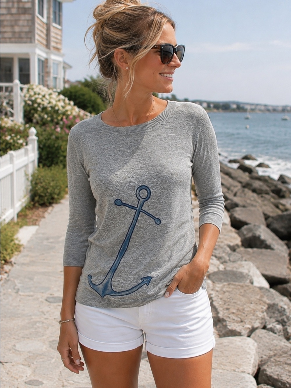 J. Crew Embroidered Anchor Sweater